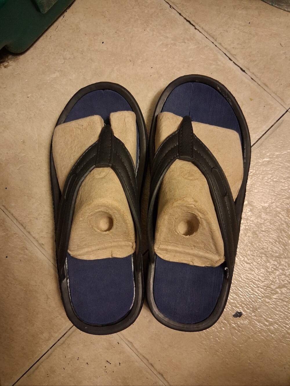 Women's Navy & Tan Flip Flop Sandals - Same Material & Design Like Crocs Size 8